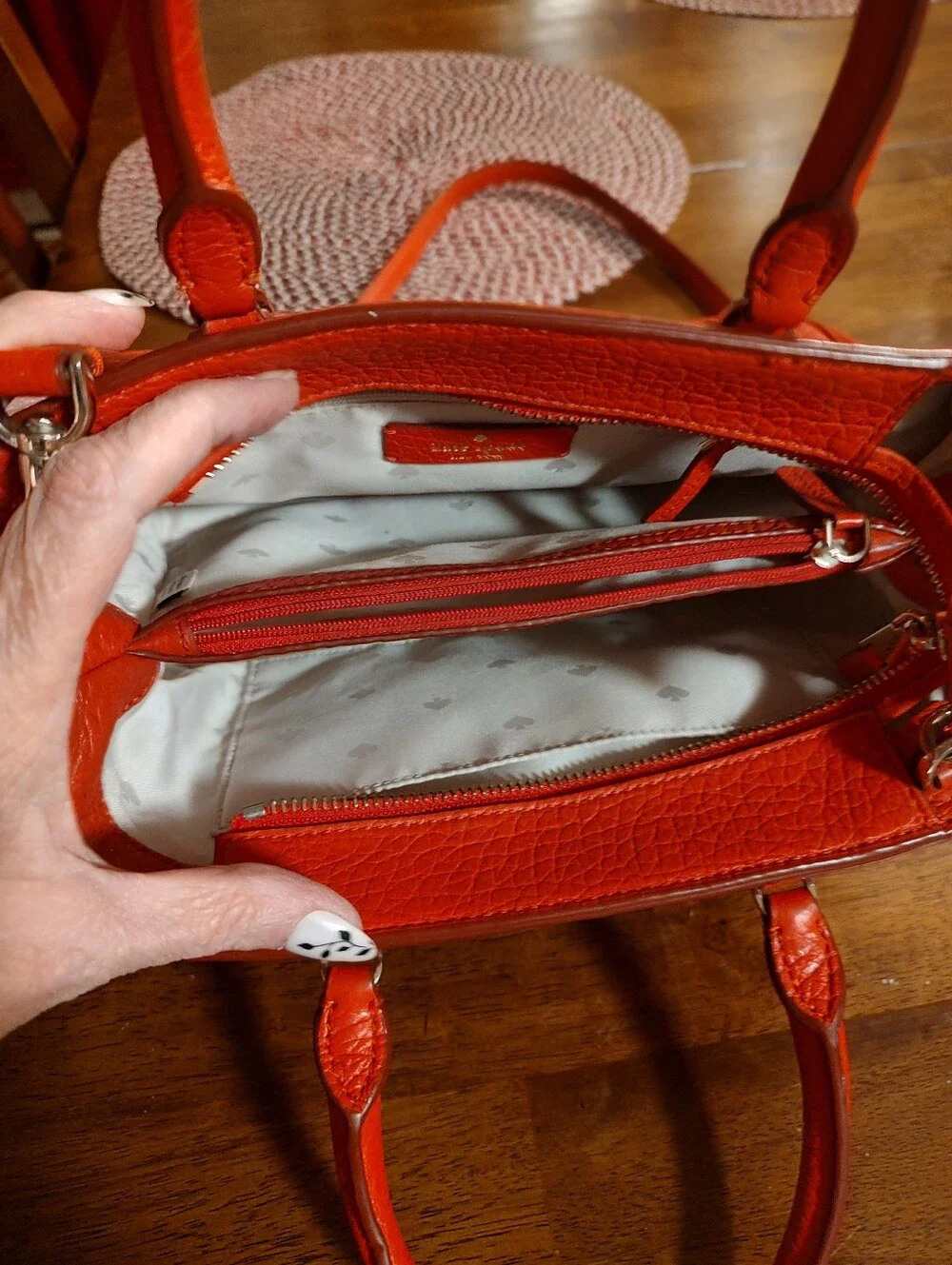 kate spade Salmon Pebbled Leather Satchel with Crossbody Strap